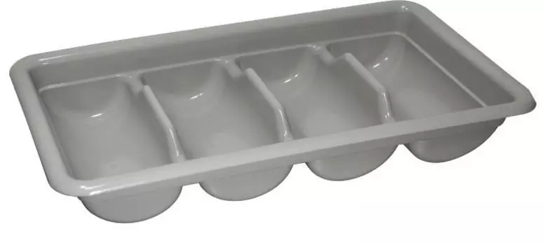 Емкость для столовых приборов 4 секции 52*28,5*9,5см серая, пластик MGSteel | KMCT1G