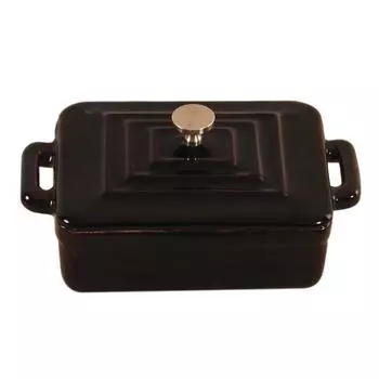 Кастрюля для подачи 13х9,5см h4,5см 300мл прямоуг. с крышкой эмаль чугун P.L. Proff Cuisine | Ка1025