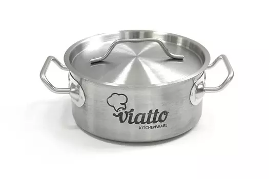Кастрюля Viatto 101612 1,3 л, нерж с тройным дном 140х85мм с дв.ручками