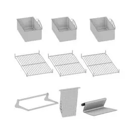 Комплект аксессуаров Rational для iVario Pro XL 87.00.744: шпатель, 3 корзины для варки, 3 решетки на дно тигеля, кронштейны, сито, губка