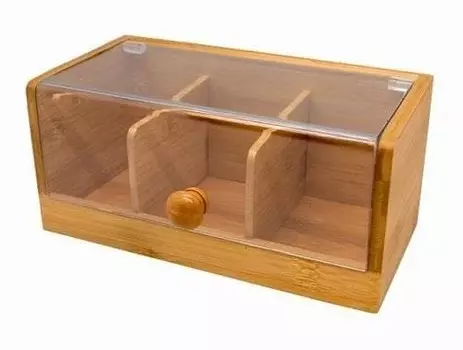 Контейнер для пакетиков чая 3 отд. 22*11*10см бамбук, пластик, прозр. крышка Vin Bouquet | FIH 677