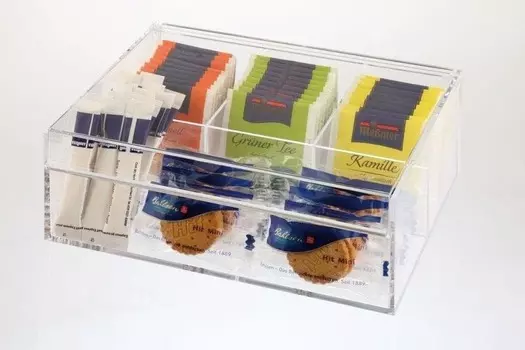 Контейнер для пакетиков чая 4 отд. 22*17*9см пластик. прозрачная APS | 11563