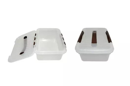 Контейнер для продуктов прямоугольный 6,0л 30*23*12см с ручкой, с коричневым зажимом MGSteel | 1706