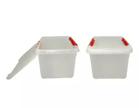 Контейнер для продуктов прямоугольный 8,0л 30*23*16см с красным зажимом MGSteel | 1719