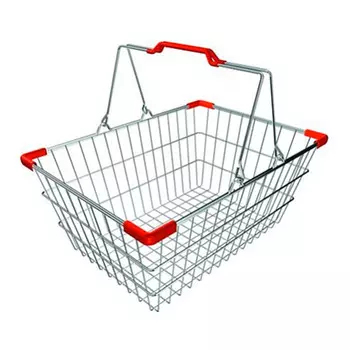 Корзина покупательская Shols 18л хром, красная