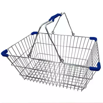 Корзина покупательская Shols 22л хром, синяя