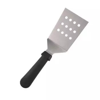 Лопатка 28см изогнутая (11,5*9см) нерж. широкая перф. с пласт. руч. черная MGSteel | PTP9