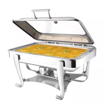 Мармит (чафиндиш) прямоугольный cо стекл крышкой MACO Opulent OP/0/1/12/CP 12л, 37x44x27см