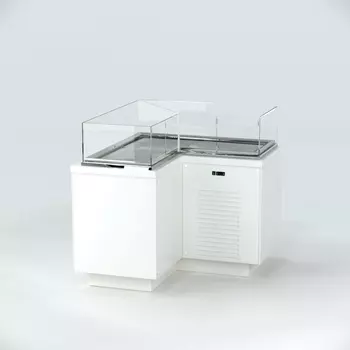 Напольная горизонтальная угловая кондитерская холодильная витрина Finist Glassier Lux GСL-12/6/3