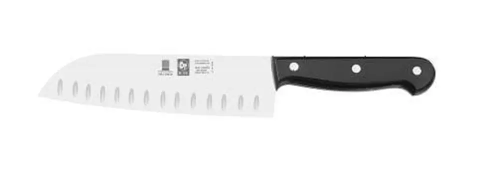 Нож японский Santoku 180/300мм с бороздками, черный TECHNIC Icel | 27100.8685000.180