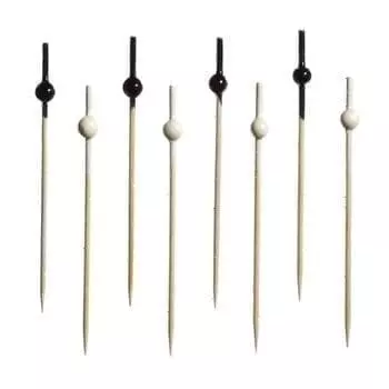 Пики 10см бамбук Шарики черно-белые (50+50 шт) Resto (Китай) | HNC-353