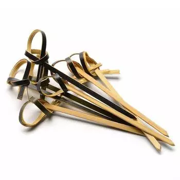 Пики 9см (100 шт/уп) бамбук Узелок черная Resto (Россия)