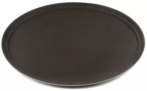 Поднос прорезиненный овальный 680х460х45 мм коричневый | 2700CT Brown