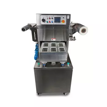 Полуавтоматический запайщик лотков Hualian Machinery HVT-550M/6 (нерж , СКИН)