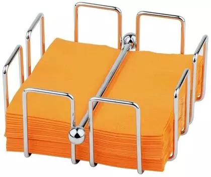 Салфетница 135х135х65мм горизонтальная (салфетки 24х24см) с держат. APS 11762 нерж