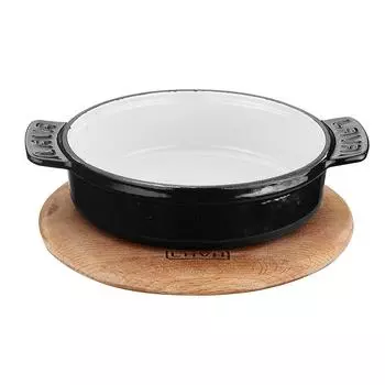 Сковорода для подачи на дерев. подст. 17 см круглая синяя чугун Lava | LVECO GV 17 SB B