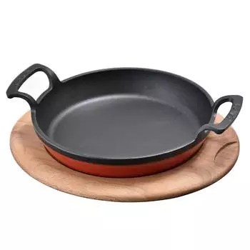 Сковорода для подачи на дерев. подст. 20 см круглая красная чугун Lava | LVY TV 20 SHN AH 223