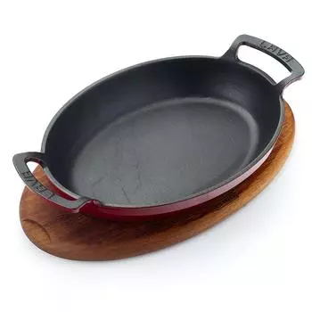 Сковорода для подачи на дерев. подст. 27х20 см овальная красная чугун Lava | LVOTV 2720 SHN AH219