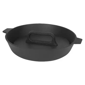 Сковорода-гриль чугунная 9129523 d=28 см, h=6 см, с двумя ручками, чугунная крышка