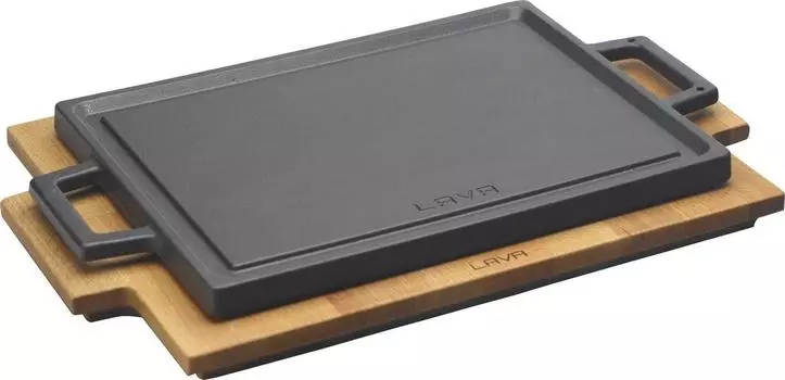 Сковорода-гриль порционная 22*30см на деревянной подставке, чугун ECO LAVA | LV ECO HP 2230 T13 K4
