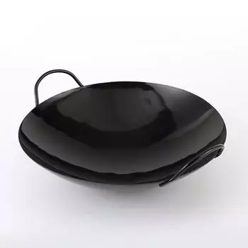 Сковорода Вок (WOK) 30см с двумя ручками черная сталь P.L. Proff Cuisine | JQ-OT629B