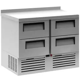Стол холодильный Полюс T70 M2GN-2 0430, борт, 4 ящика, нерж. сталь