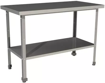 Стол производственный без борта со сплошной полкой Restoinox СП-14/6-П-ЭЦ