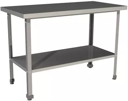 Стол производственный без борта со сплошной полкой Restoinox СП-15/6-П-ЭЦ