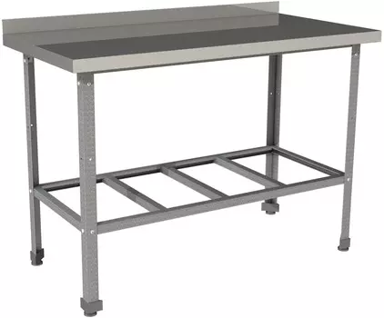 Стол производственный c бортом с полкой решеткой Restoinox СП-11/6-БР-ЭЦ