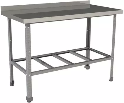 Стол производственный c бортом с полкой решеткой Restoinox СП-12/6-БР-ЭК
