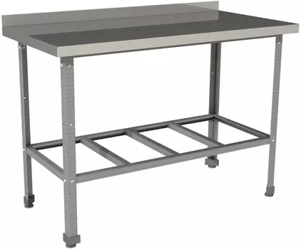 Стол производственный c бортом с полкой решеткой Restoinox СП-13/6-БР-ЭЦ
