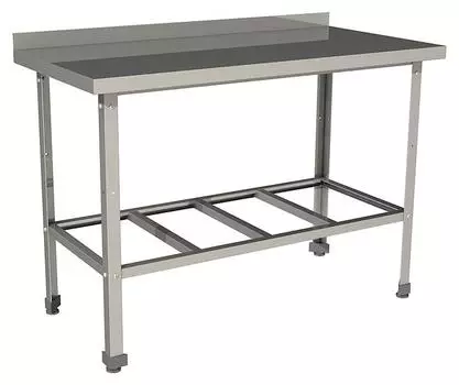 Стол производственный c бортом с полкой решеткой Restoinox СП-13/7-БР-ЭЦ