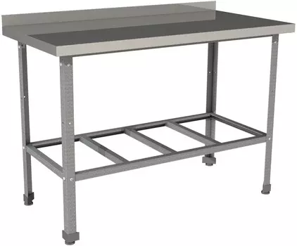 Стол производственный c бортом с полкой решеткой Restoinox СП-15/8-БР-ЭЦ