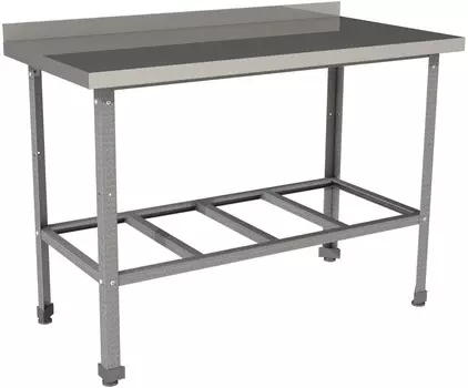 Стол производственный c бортом с полкой решеткой Restoinox СП-17/7-БР-ЭЦ