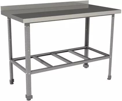 Стол производственный c бортом с полкой решеткой Restoinox СП-6/6-БР-ЭК