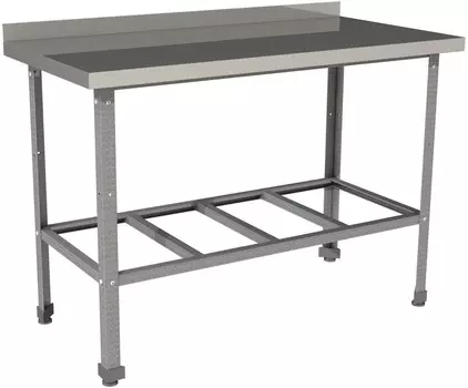 Стол производственный c бортом с полкой решеткой Restoinox СП-6/8-БР-ЭЦ