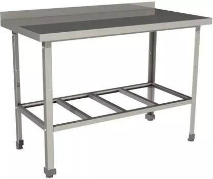 Стол производственный c бортом с полкой решеткой Restoinox СП-7/8-БР-ЭН