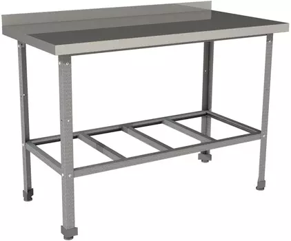 Стол производственный c бортом с полкой решеткой Restoinox СП-8/8-БР-ЭЦ