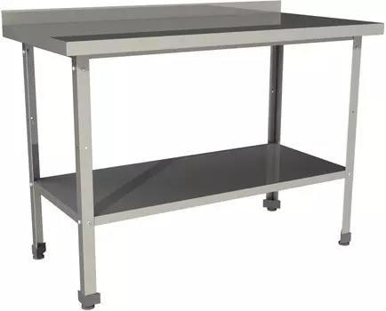 Стол производственный с бортом со сплошной полкой Restoinox СП-10/7-БП-ЭН