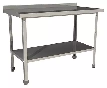 Стол производственный с бортом со сплошной полкой Restoinox СП-10/8-БП-ЭЦ