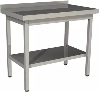 Стол производственный с бортом со сплошной полкой Restoinox СП-11/6-БП