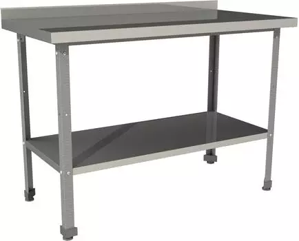 Стол производственный с бортом со сплошной полкой Restoinox СП-11/6-БП-ЭЦ