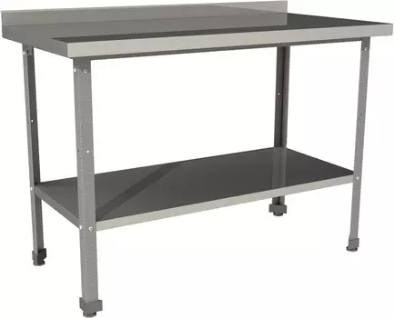 Стол производственный с бортом со сплошной полкой Restoinox СП-12/6-БП-ЭЦ