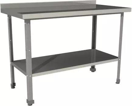 Стол производственный с бортом со сплошной полкой Restoinox СП-12/6-БП-ЭК