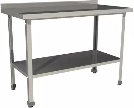 Стол производственный с бортом со сплошной полкой Restoinox СП-12/7-БП-ЭН