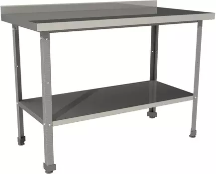 Стол производственный с бортом со сплошной полкой Restoinox СП-13/6-БП-ЭЦ