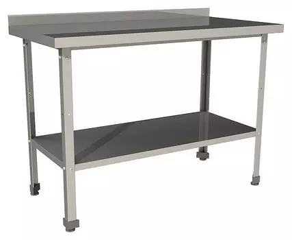 Стол производственный с бортом со сплошной полкой Restoinox СП-13/6-БП-ЭН