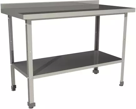 Стол производственный с бортом со сплошной полкой Restoinox СП-13/7-БП-ЭН
