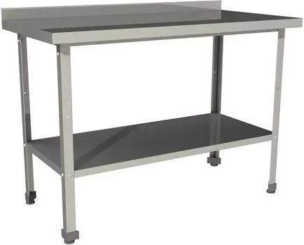 Стол производственный с бортом со сплошной полкой Restoinox СП-14/7-БП-ЭН