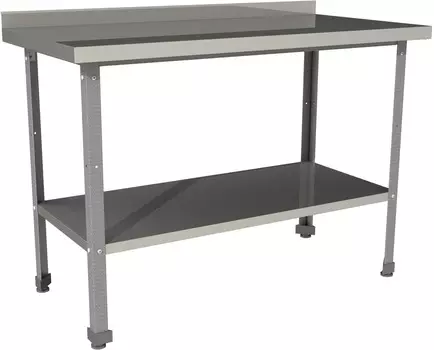 Стол производственный с бортом со сплошной полкой Restoinox СП-15/7-БП-ЭЦ